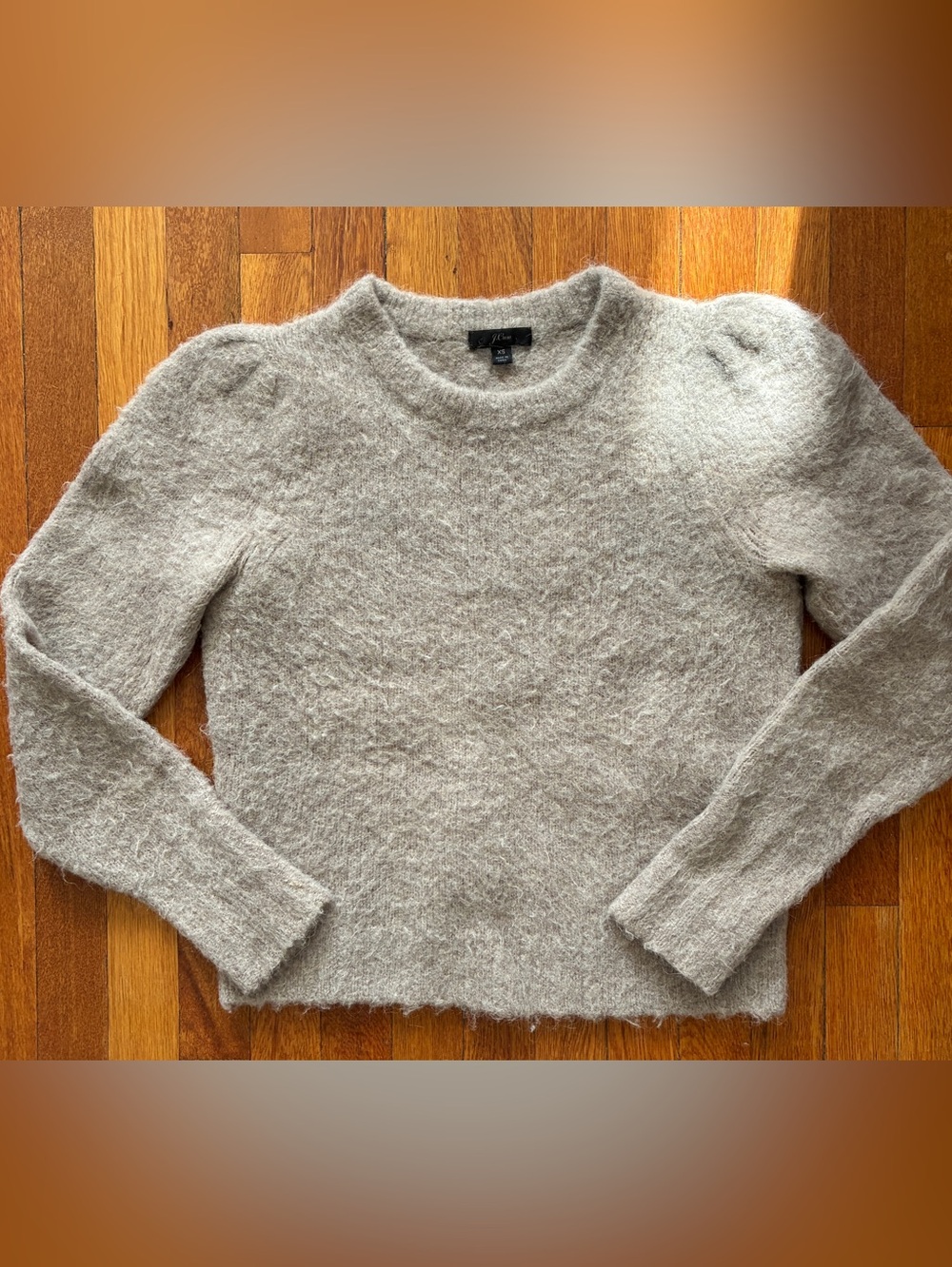 JCREW Merino Wool & Alpaca Blend Puff Sleeve Fuzzy Crewneck Sweater XS